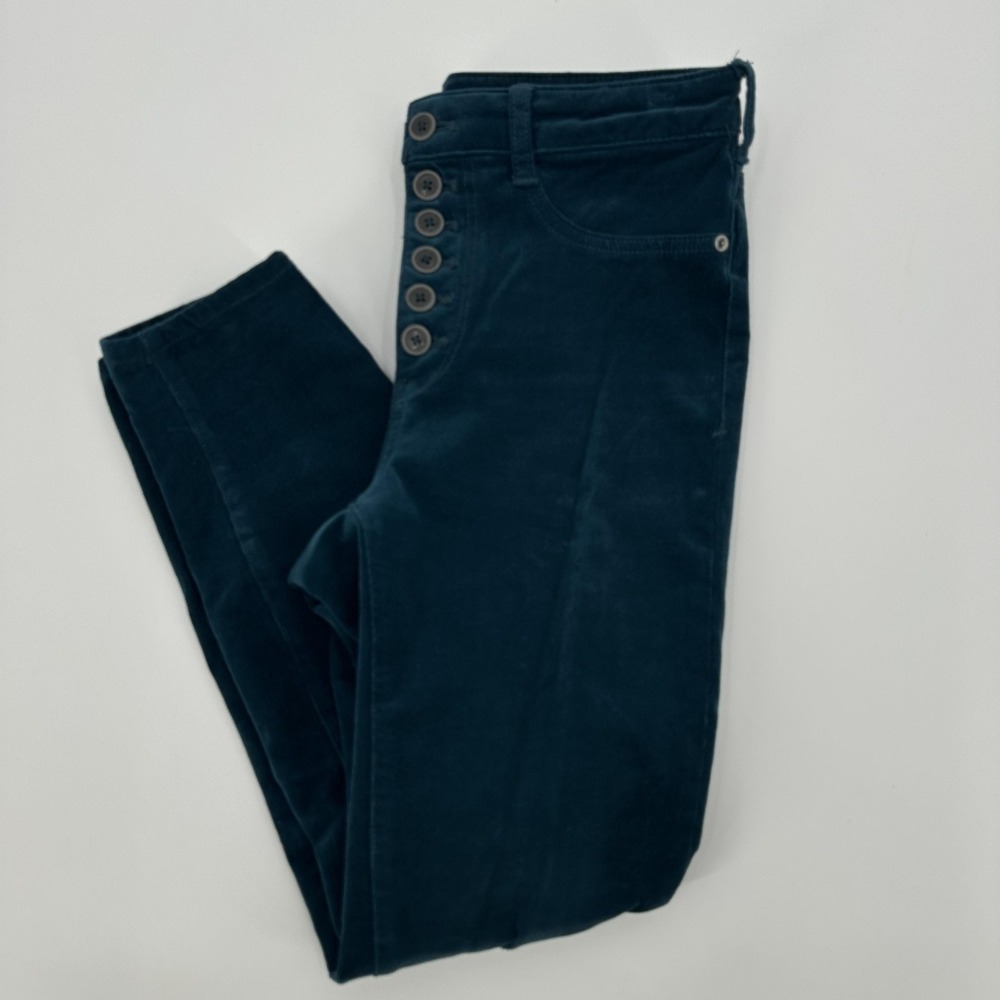 Pilcro Anthropologie Pants Womens 29 Teal Corduroy High-Rise Skinny Button Fly